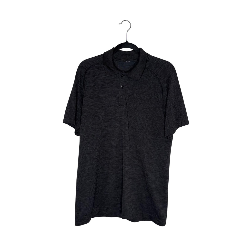 Lululemon Metal Vent Tech Polo Mens Large Charcoal Grey Excellent Short Sleeve
